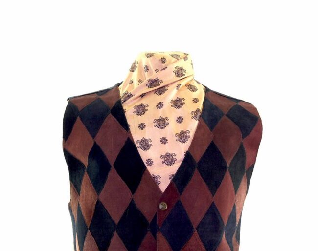 Harlequin Pattern Suede Waistcoat - L - Image 2
