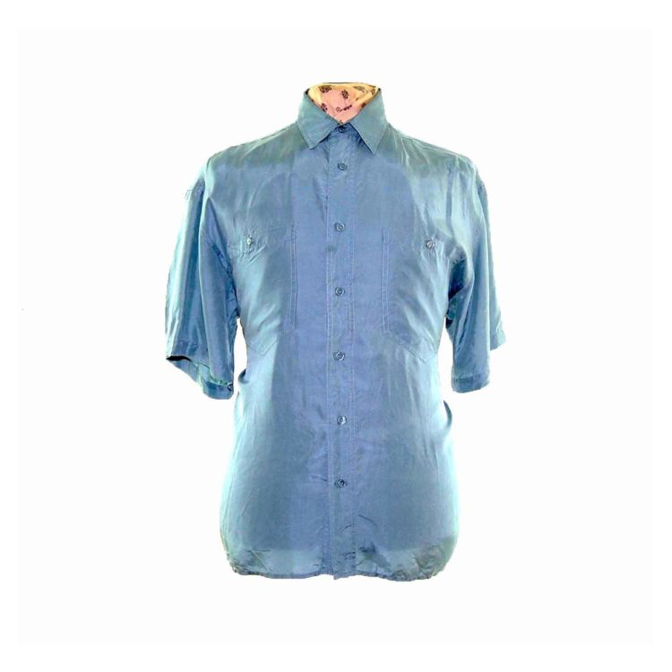 90s Jade Green Short Sleeve Silk Shirt