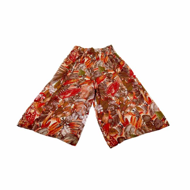 90s Orange Floral Wide Leg Culottes