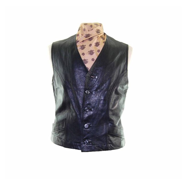 Black Authentic Leather Waistcoat