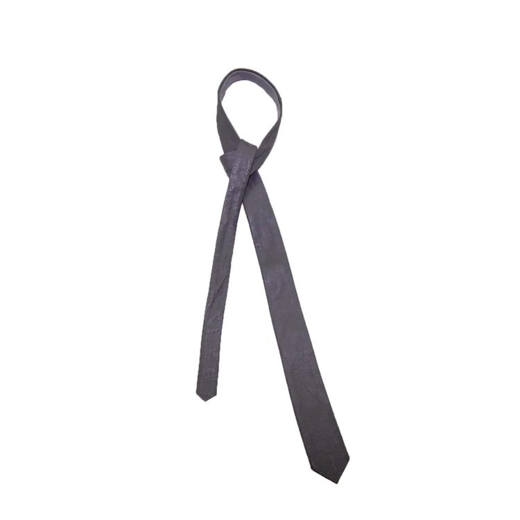 60s Slim Ice Grey Leather Tie