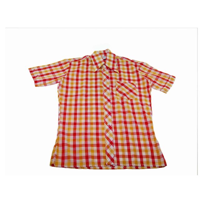 70s Colorful Gingham Short Sleeve Shirt