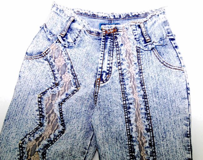 90s Lace Flare High Waisted Jeans - 6 - Image 2