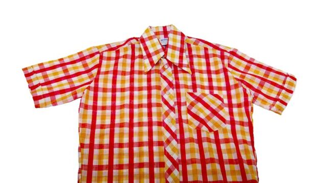 70s Colorful Gingham Short Sleeve Shirt - M - Image 2