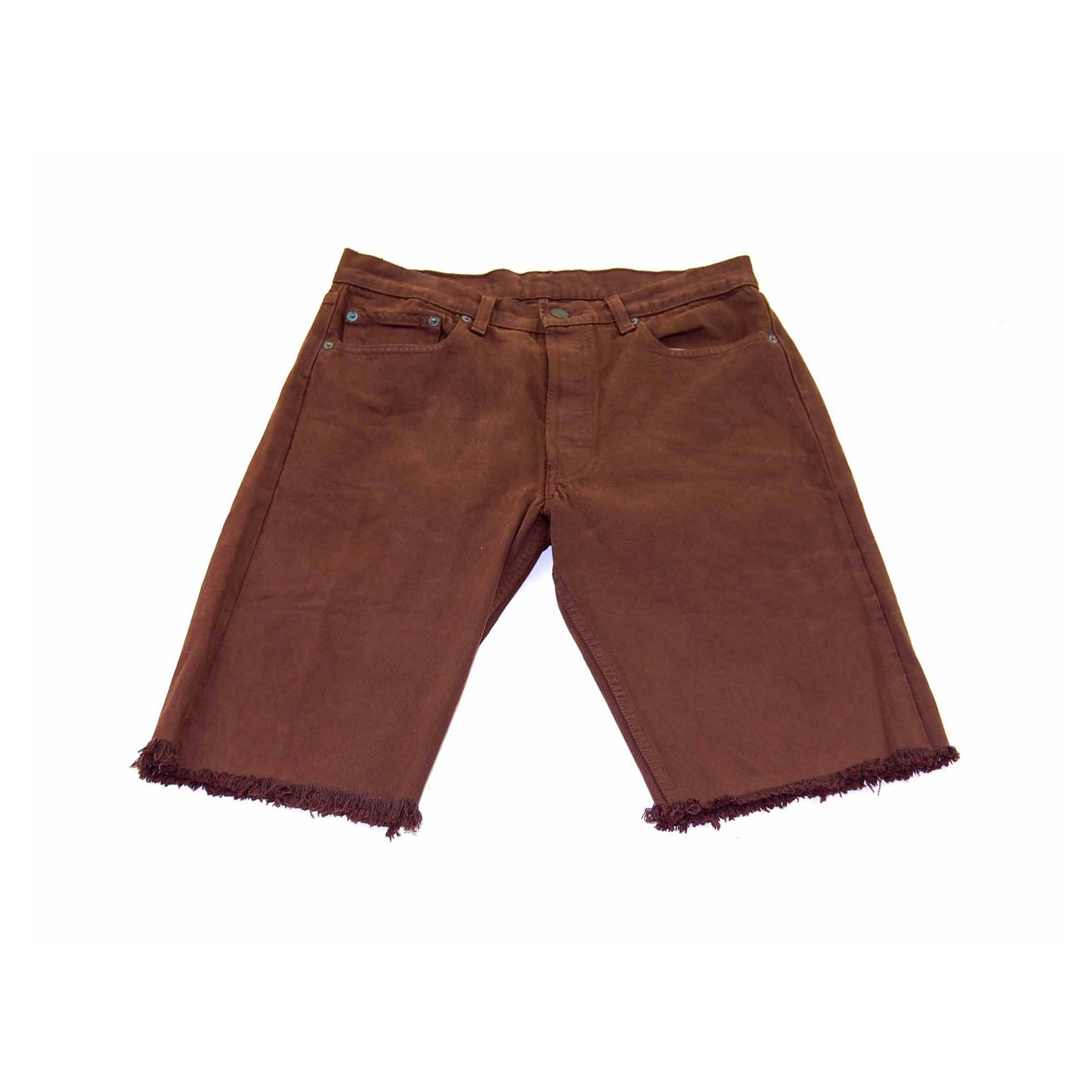 Levis Brown Denim Cropped Shorts - Blue 17 Vintage Clothing