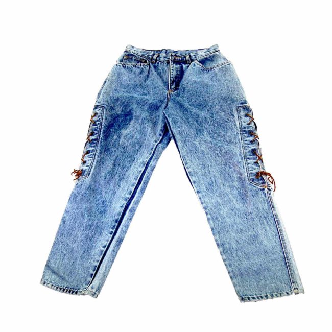 90s Lace up Acid Wash Mom Jeans