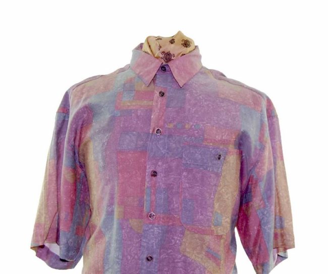80s Pastel Block Short Sleeve Shirt - XXL - Image 2