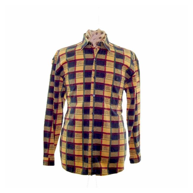 90s Yellow Check Corduroy Shirt