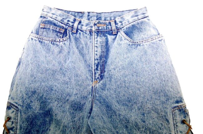 90s Lace up Acid Wash Mom Jeans - 10 - Image 2