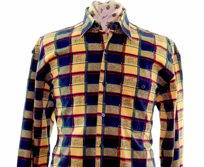 90s Yellow Check Corduroy Shirt - XL - Image 2