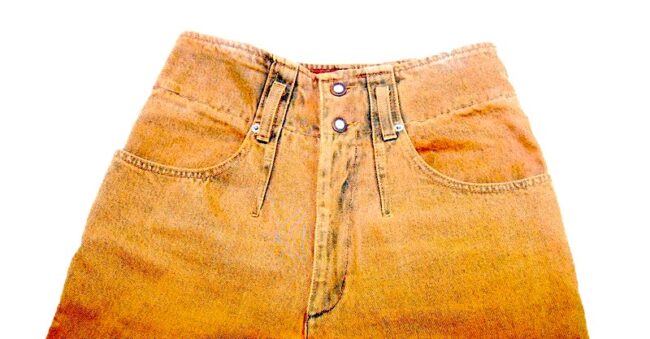 90s Orange Wash Denim Mom Jeans - 10 - Image 2
