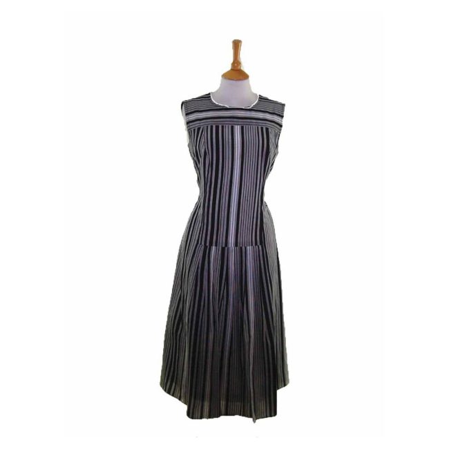 60s A line Black Striped Dress