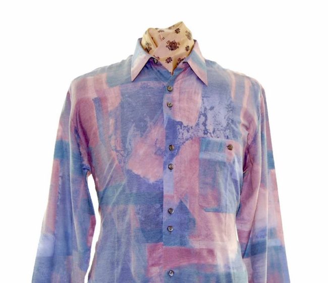 80s Muted Blue Long Sleeve Shirt - L - Image 2