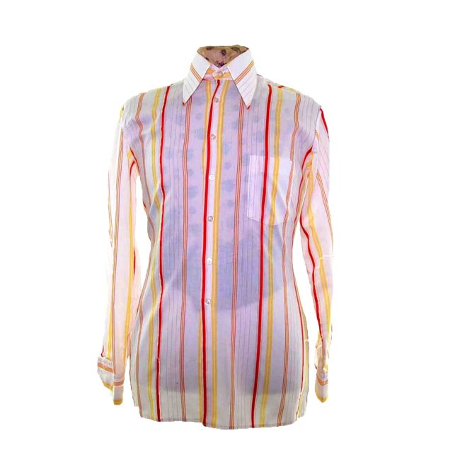 70s White Striped Long Sleeve Shirt