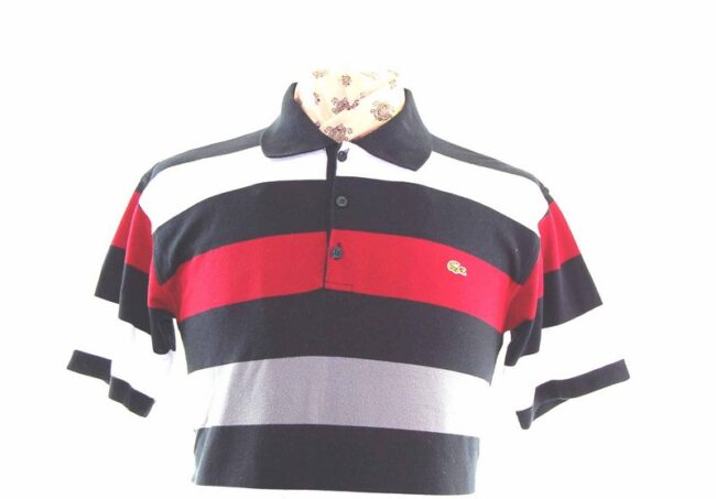 Lacoste Navy Striped Polo Shirt - M - Image 2
