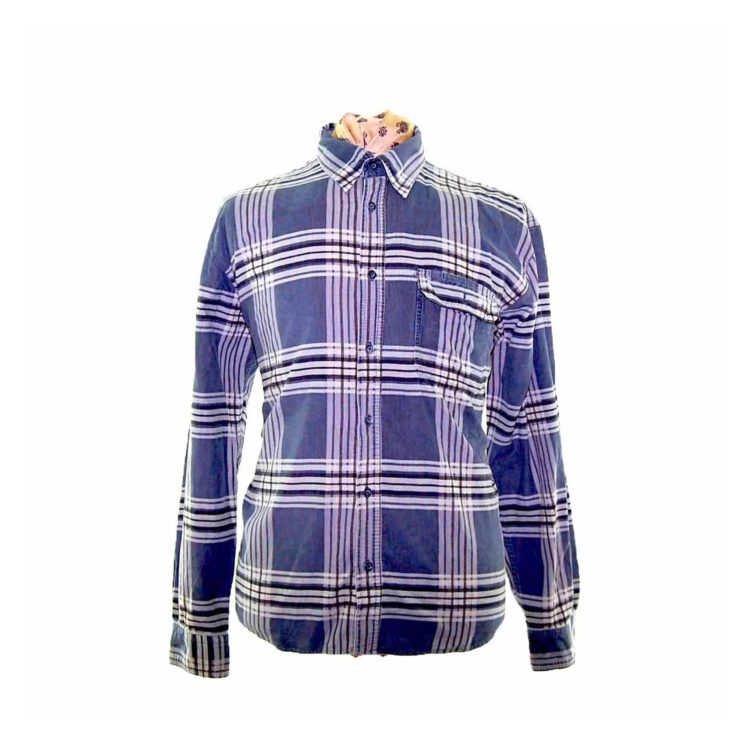 90s Grey Check Corduroy Shirt