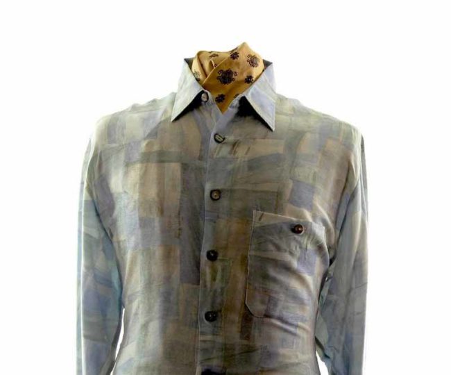 80s Blue Gradient Long Sleeve Shirt - XL - Image 2