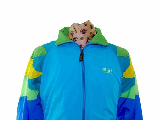80s Blue Green Shell Suit Two Piece - L - Image 3