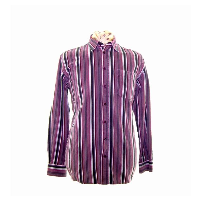 90s Plum Striped Corduroy Shirt