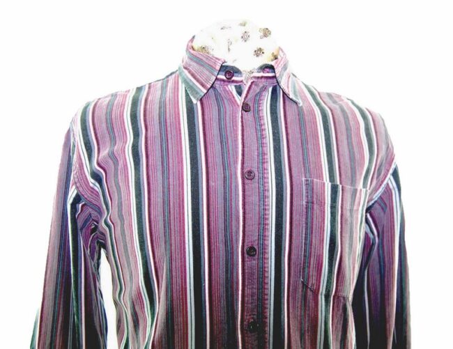 90s Plum Striped Corduroy Shirt - XXL - Image 2