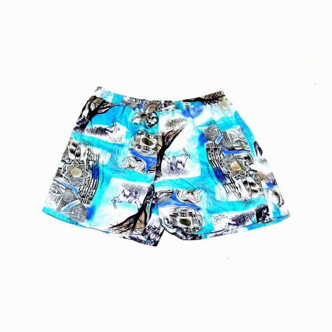 90s Baby Blue Printed Beach Shorts