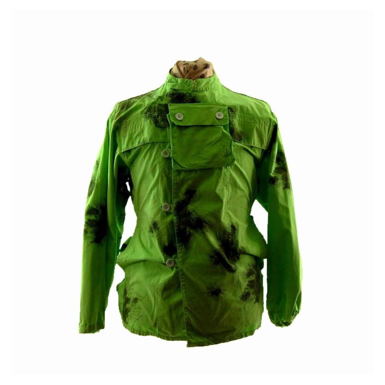 90s Military Tie Dye Bright Green Military Parka