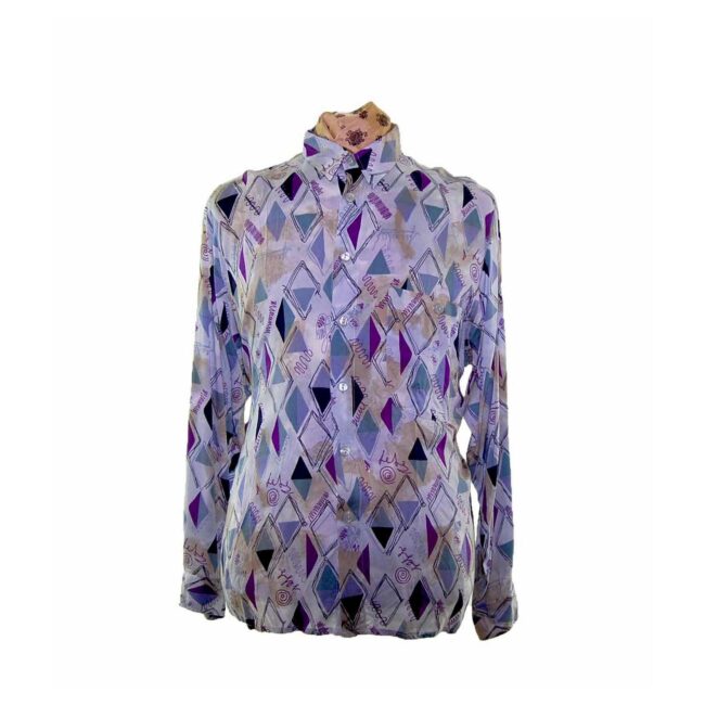 80s Purple Diamond Patterned Shirt