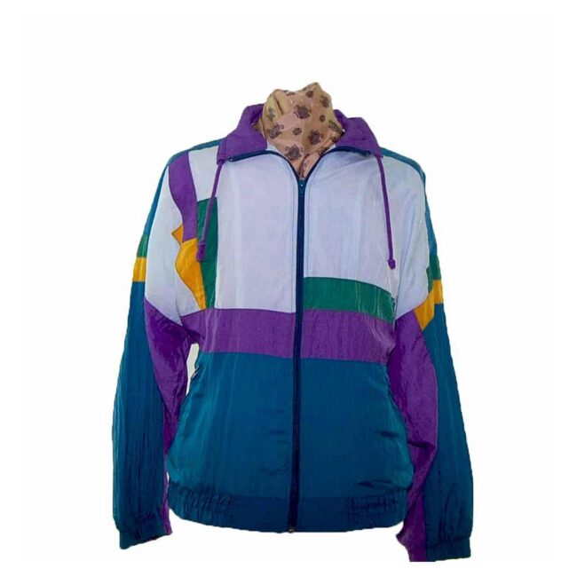 80s Teal Block Colour Shell Suit Two Piece - L