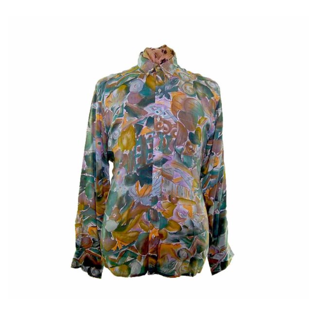80s Bright Green Printed Shirt - XL