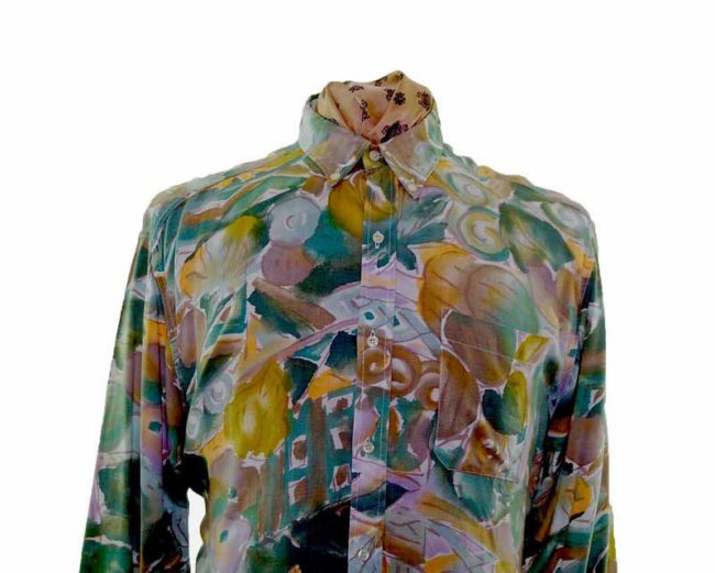 80s Bright Green Printed Shirt - XL - Image 2