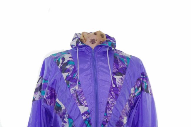 90s Purple Print Shell Suit Top - XL - Image 2