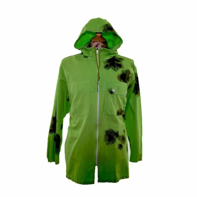 90s Tie Dye Lime Green Hooded Parka