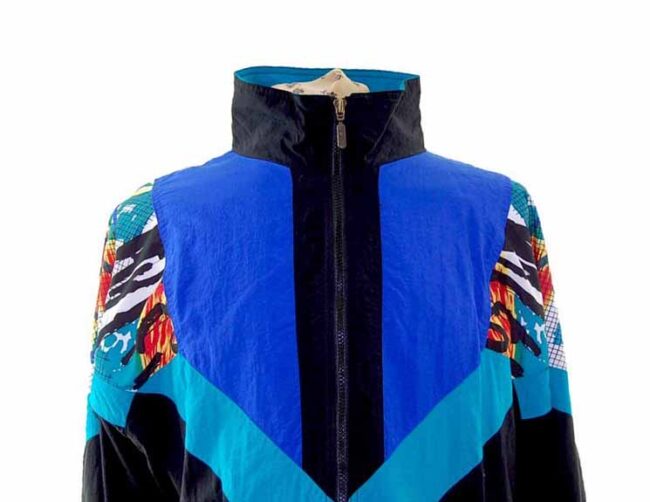 80s Black Colourful Print Shell Suit Two Piece - XL - Image 3