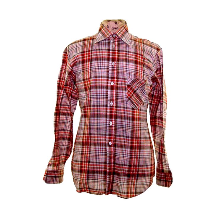 70s Orange Checked Long Sleeve Shirt