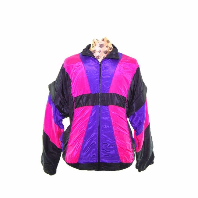 90s Neon Black Shell Suit Top - XXL