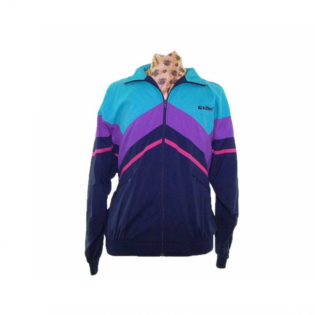 90s Multicoloured Stripe Print Shell Suit Jacket - XL