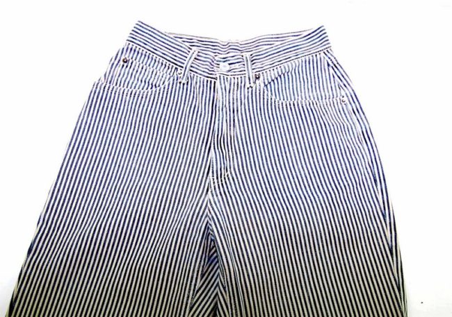 90s Light Blue Striped Mom Jeans - 6 - Image 2