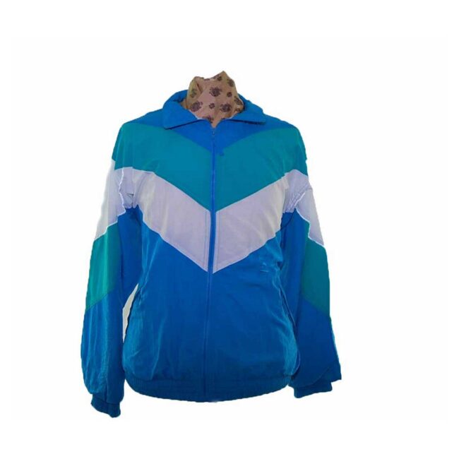 90s Blue Herringbone Shell Suit Top - XXL