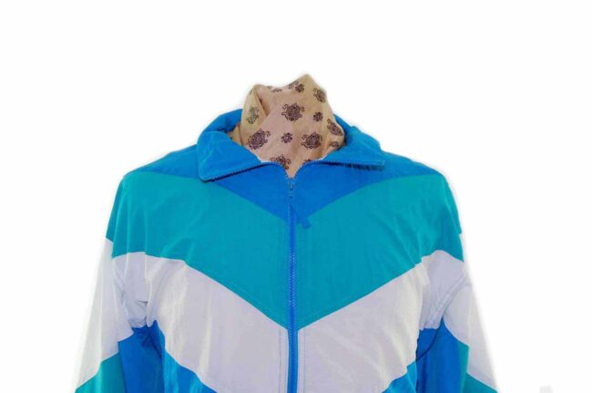 90s Blue Herringbone Shell Suit Top - XXL - Image 2