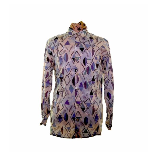 80s Diamond Design Long Sleeve Shirt - XL