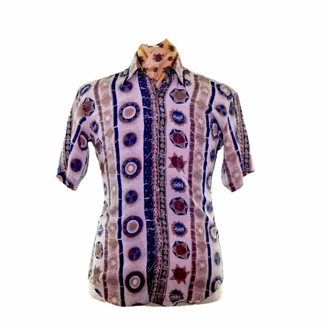 80s Sun Print Short Sleeve Shirt - M