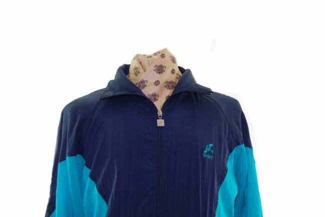 90s Navy Sporty Shell Suit Top - L - Image 2