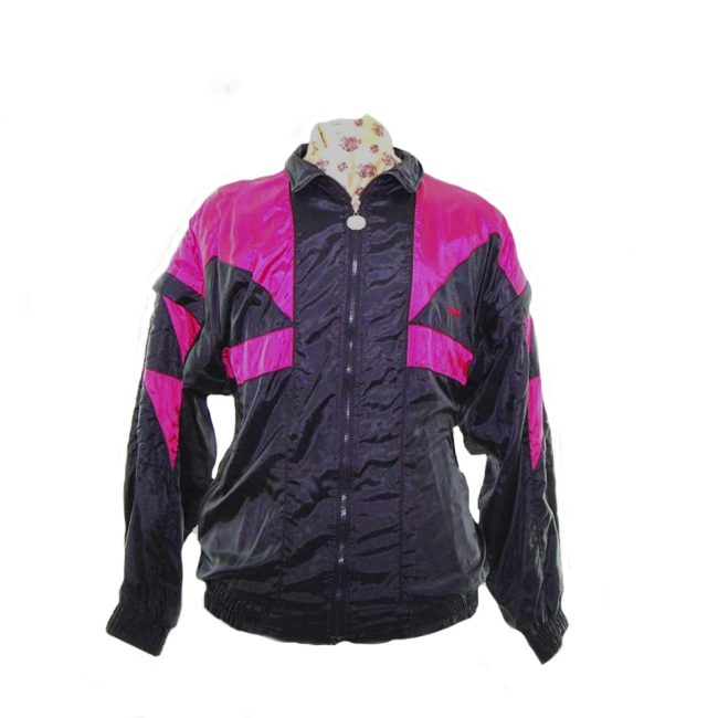 90s Pink Striped Shell Suit Top - XL