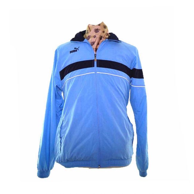 90s Puma Baby Blue Print Shell Suit Top - M