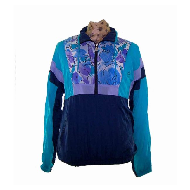 90s Navy Pullover Shell Suit Jacket - M