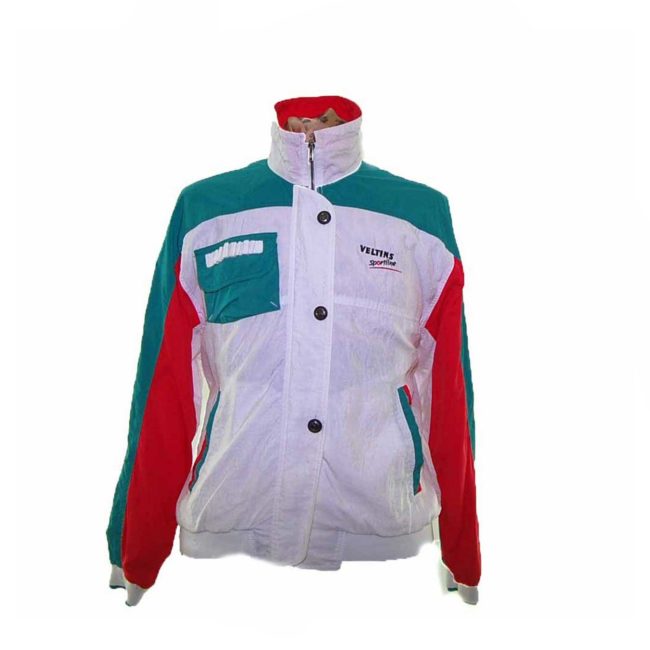 90s White Sporty Shell Suit Top - L