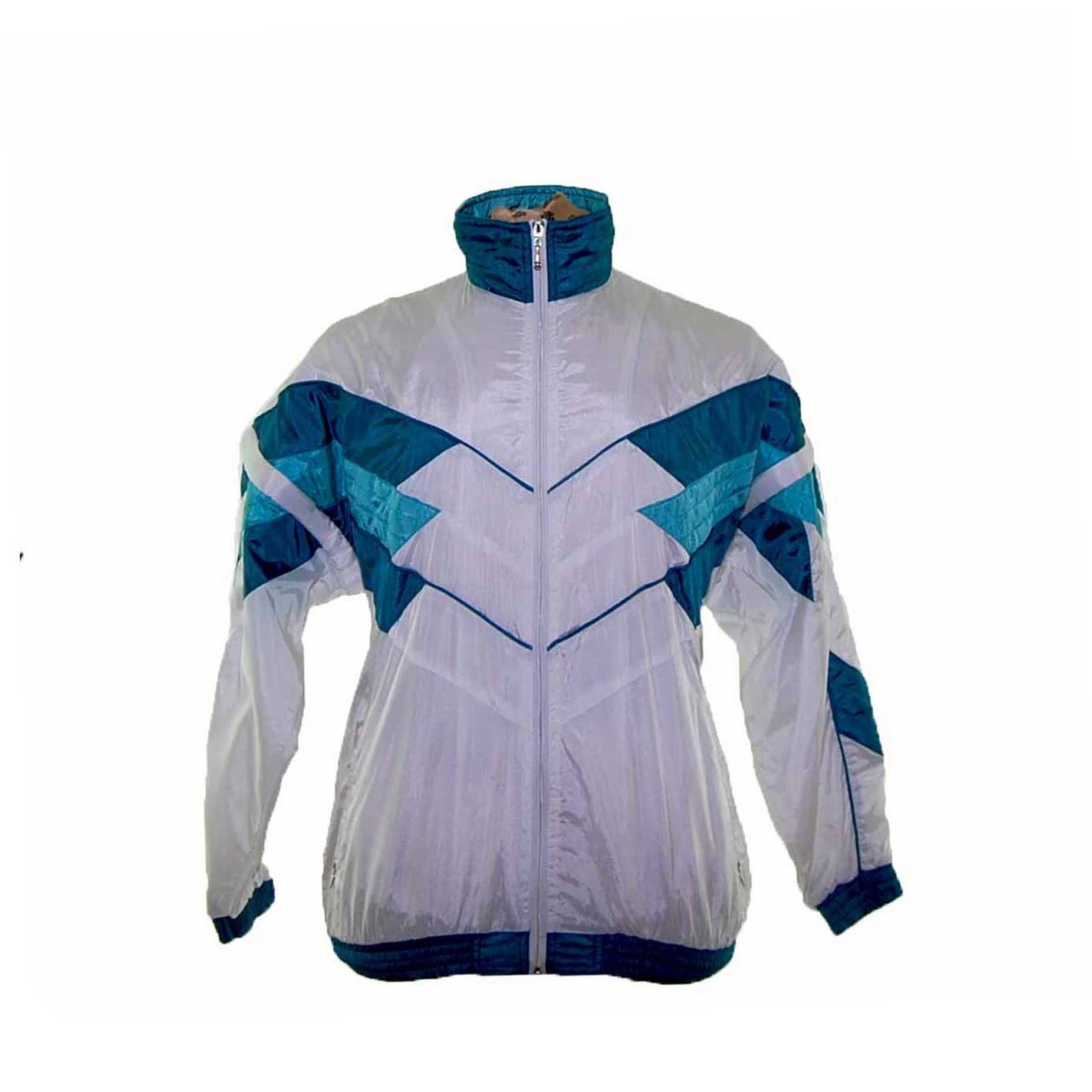 90s White Herringbone Shell Suit Top - M