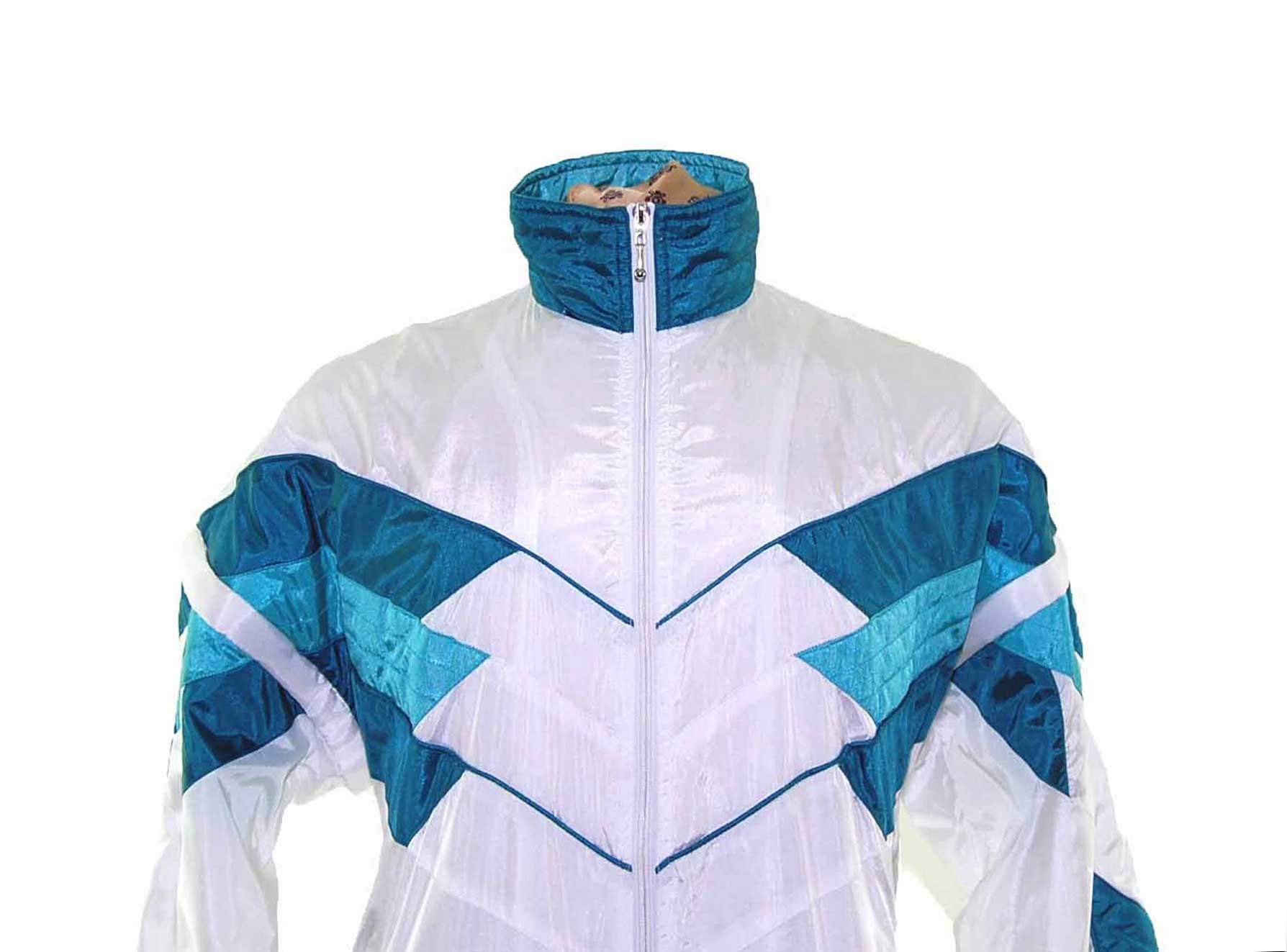 90s White Herringbone Shell Suit Top - M - Image 2