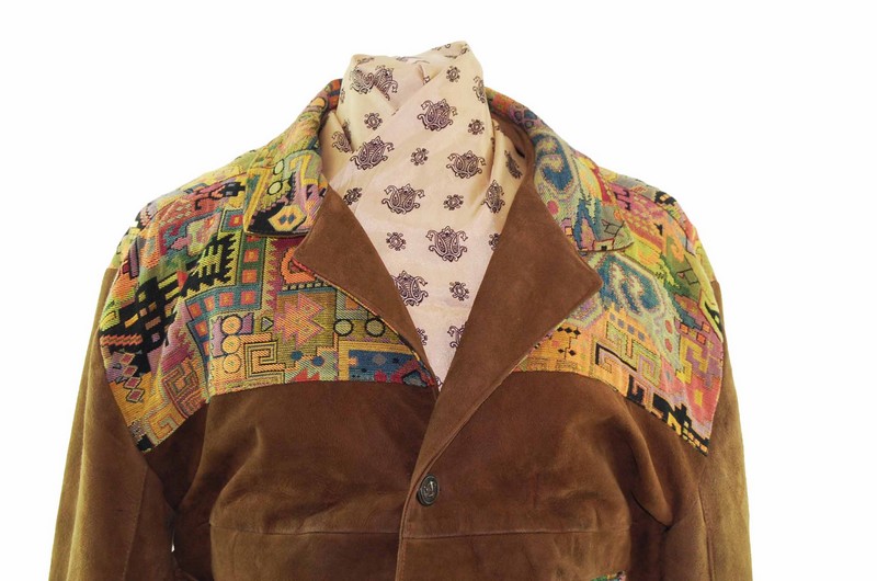 70s Cropped Print Suede Jacket- M - Image 2