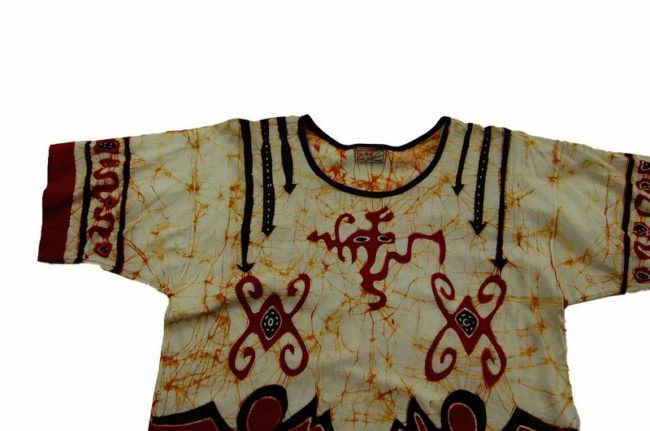 70s Tye Die Batik Short Sleeve Shirt - M - Image 2